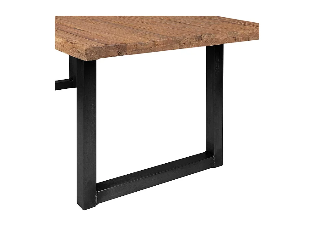 Esstisch aus Teak Recyclingholz Bügelgestell aus Eisen