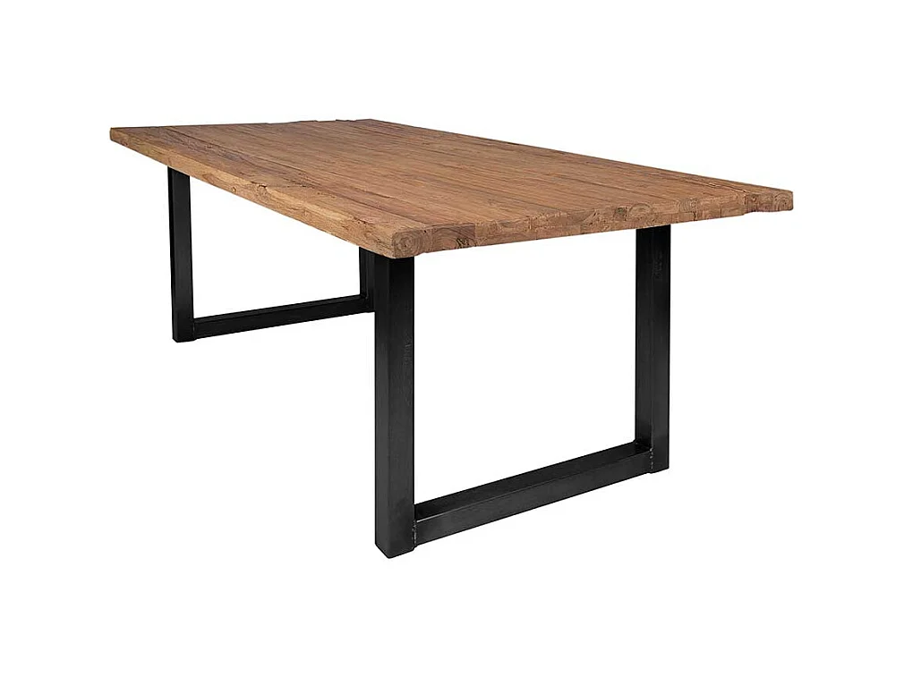 Esstisch aus Teak Recyclingholz Bügelgestell aus Eisen