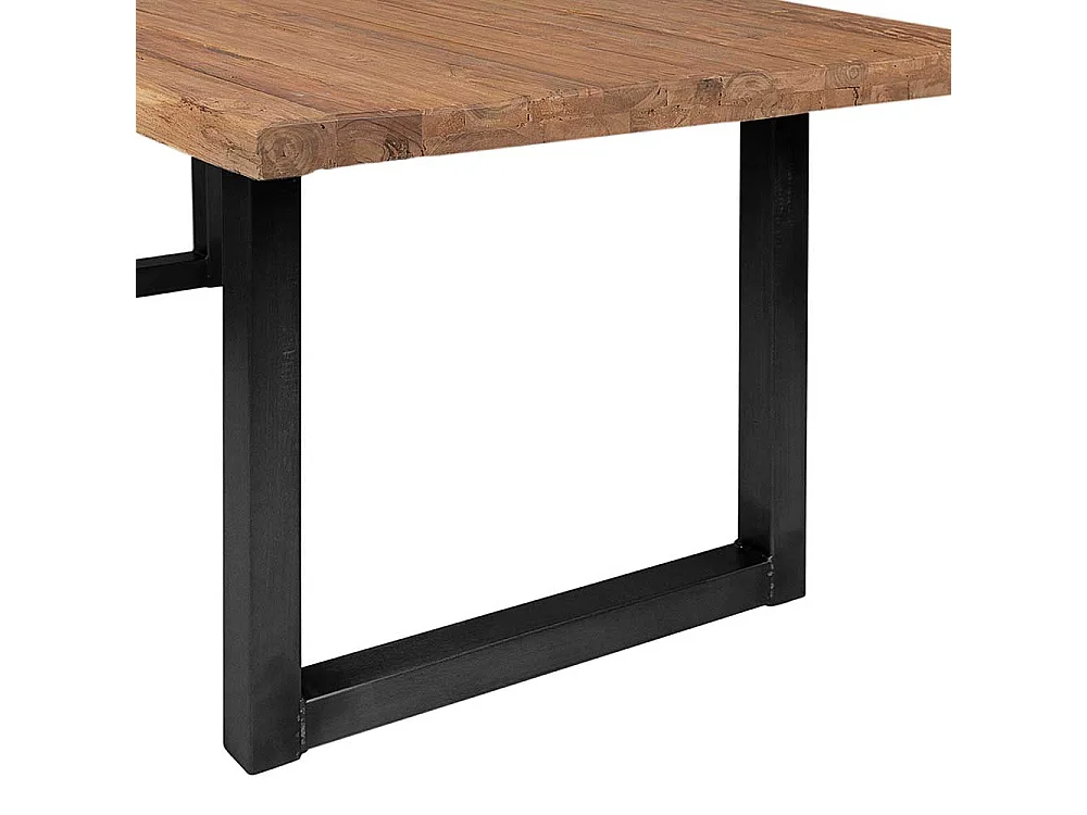 Esstisch aus Teak Recyclingholz Bügelgestell aus Eisen