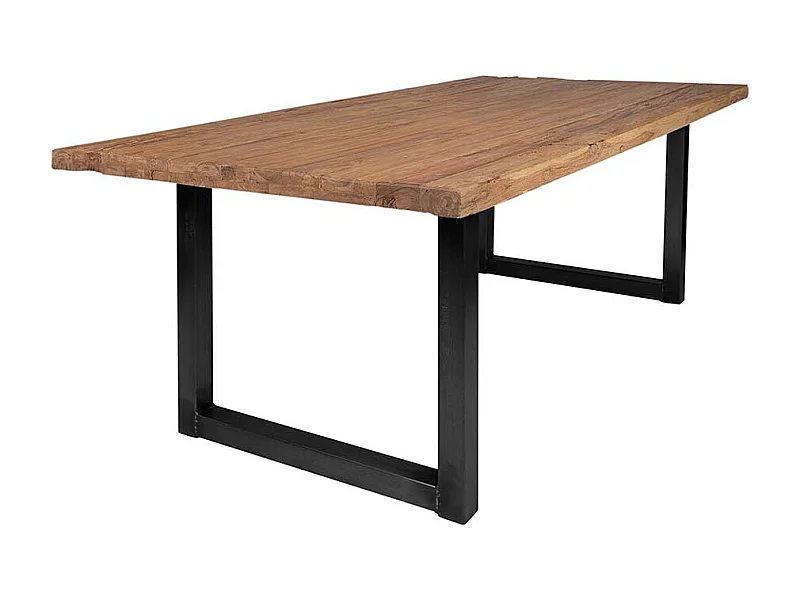 Esstisch aus Teak Recyclingholz Bügelgestell aus Eisen