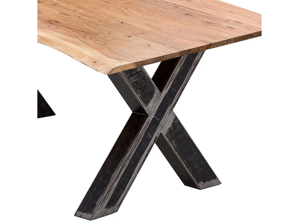 Tisch Massivholz Baumkante aus Akazie und Metall Industry und Loft Stil