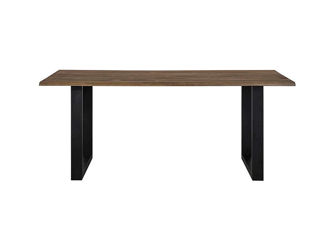 Küchentisch mit Baumkanten in Walnussfarben und Schwarz 75 cm hoch