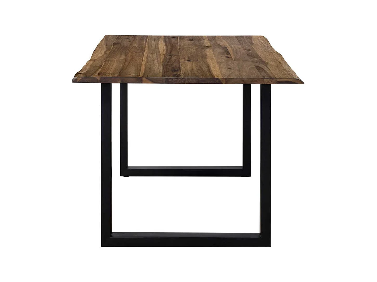 Küchentisch mit Baumkanten in Walnussfarben und Schwarz 75 cm hoch