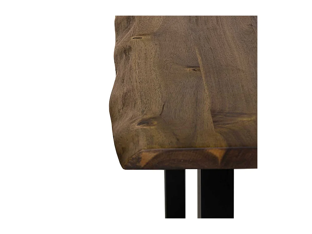 Küchentisch mit Baumkanten in Walnussfarben und Schwarz 75 cm hoch