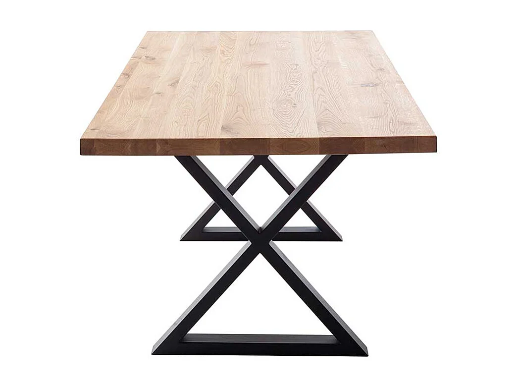 Esstisch Holztisch aus Wildeiche Massivholz mit X Gestell