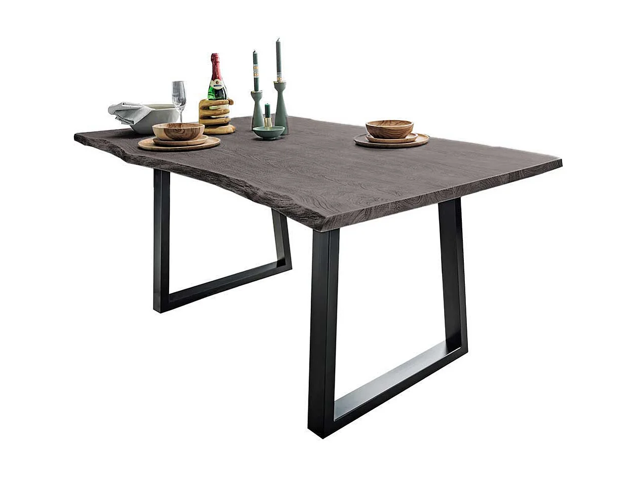 Baumkantentisch mit Bügelgestell Industry und Loft Stil