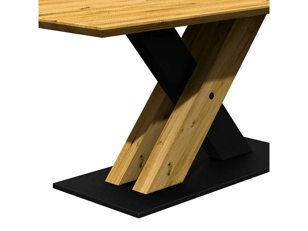 Tisch Esszimmer hochwertig aus Eiche Massivholz und Metall Schweizer Kante