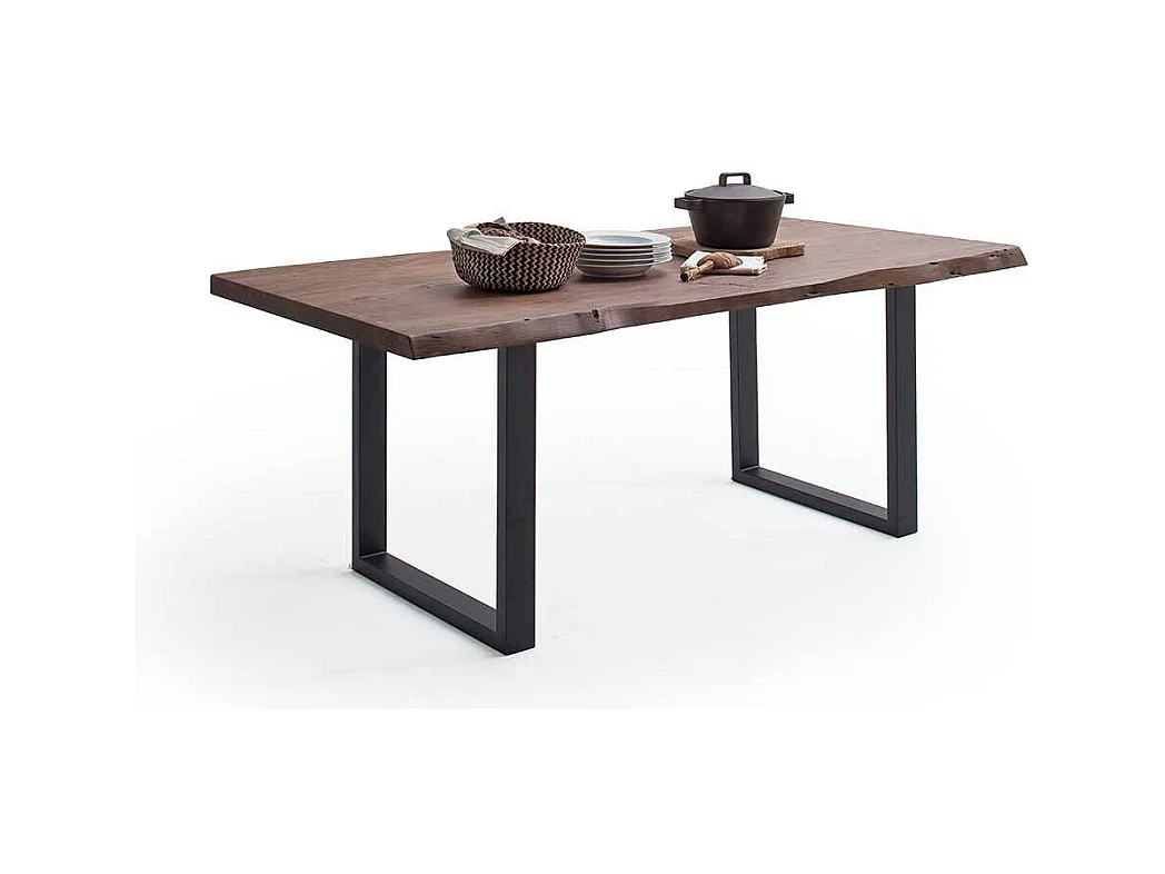Essenstisch aus Akazie Massivholz mit Bügelgestell