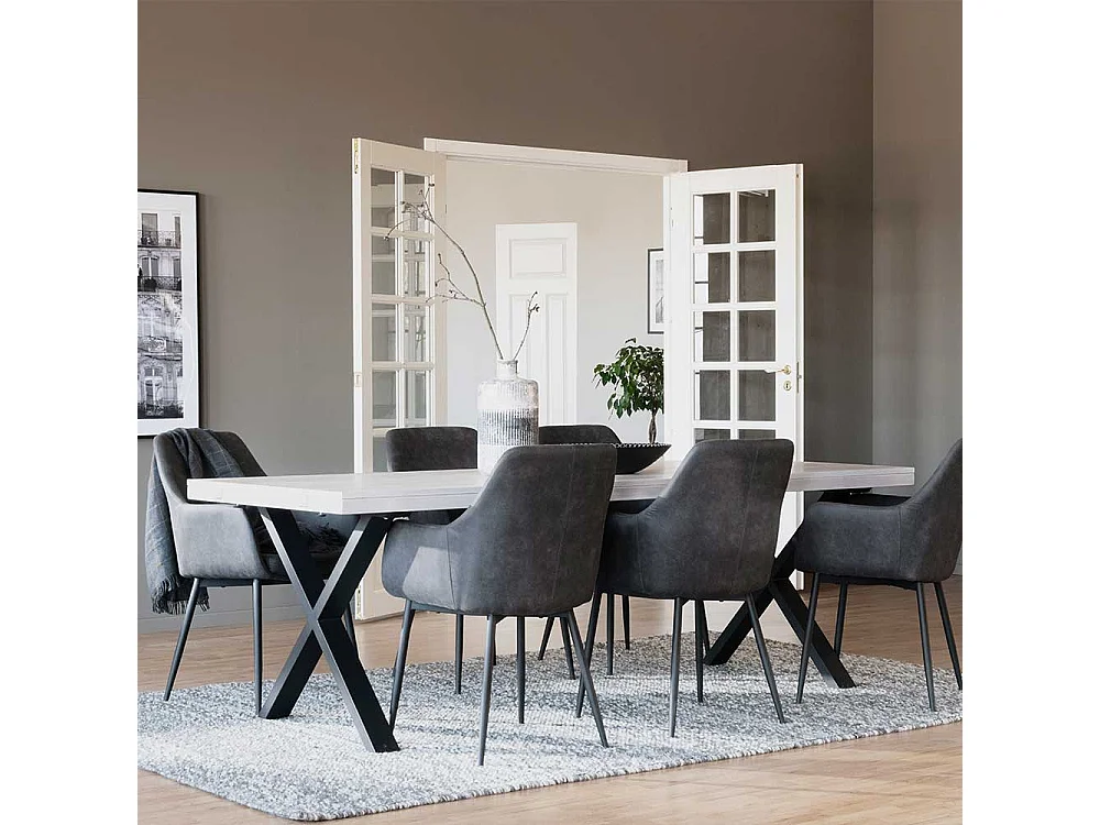 Massivtisch in Eiche White Wash Metallgestell