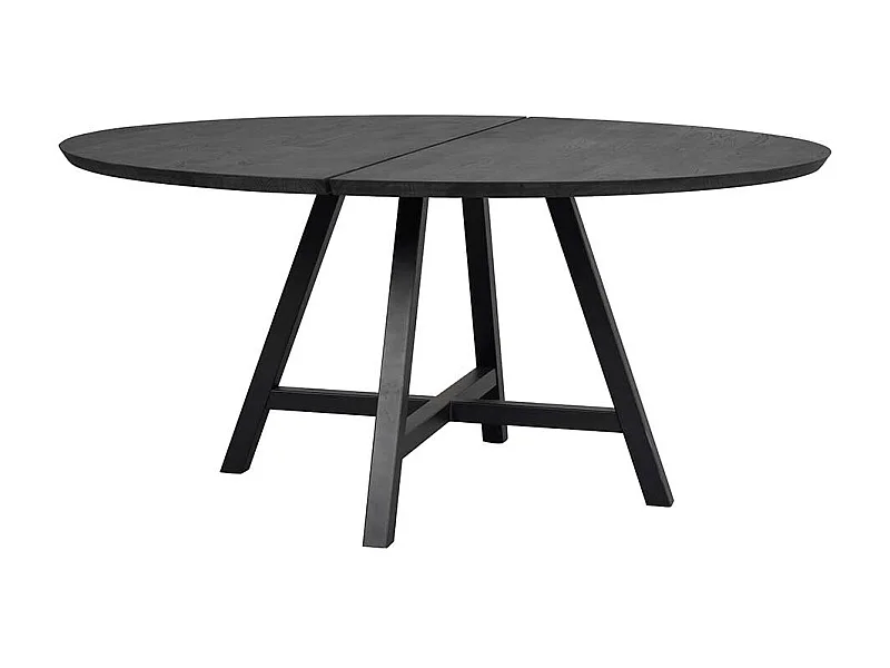 150 cm Durchmesser Tisch mit Massivholzplatte Metall Vierfußgestell