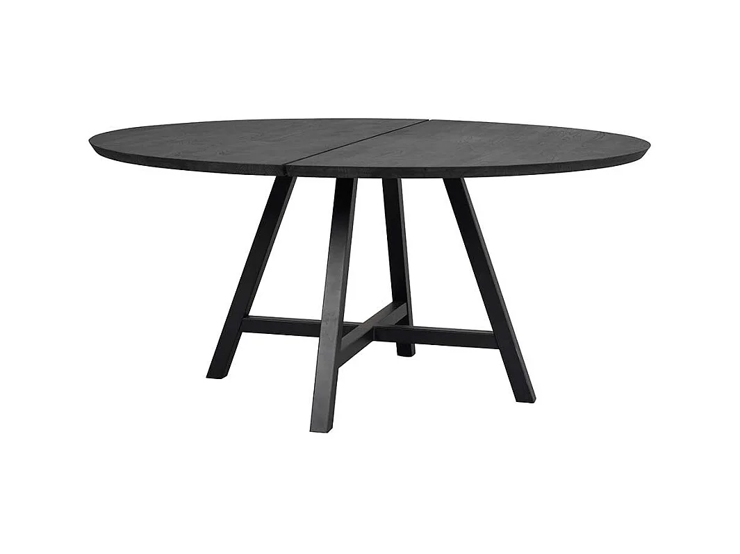 150 cm Durchmesser Tisch mit Massivholzplatte Metall Vierfußgestell