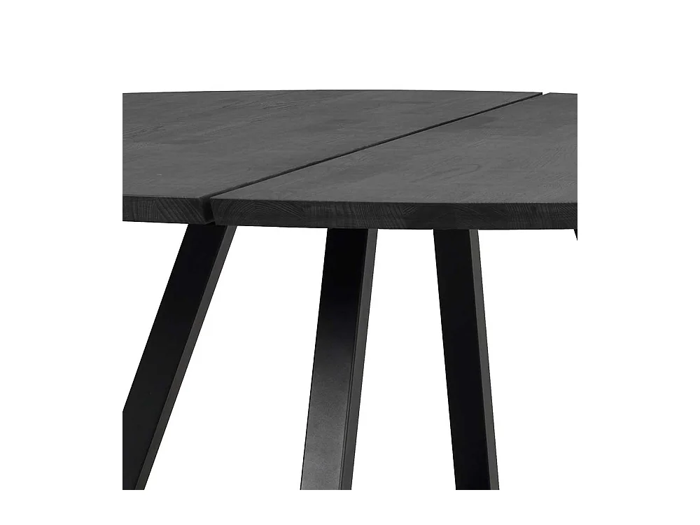 150 cm Durchmesser Tisch mit Massivholzplatte Metall Vierfußgestell