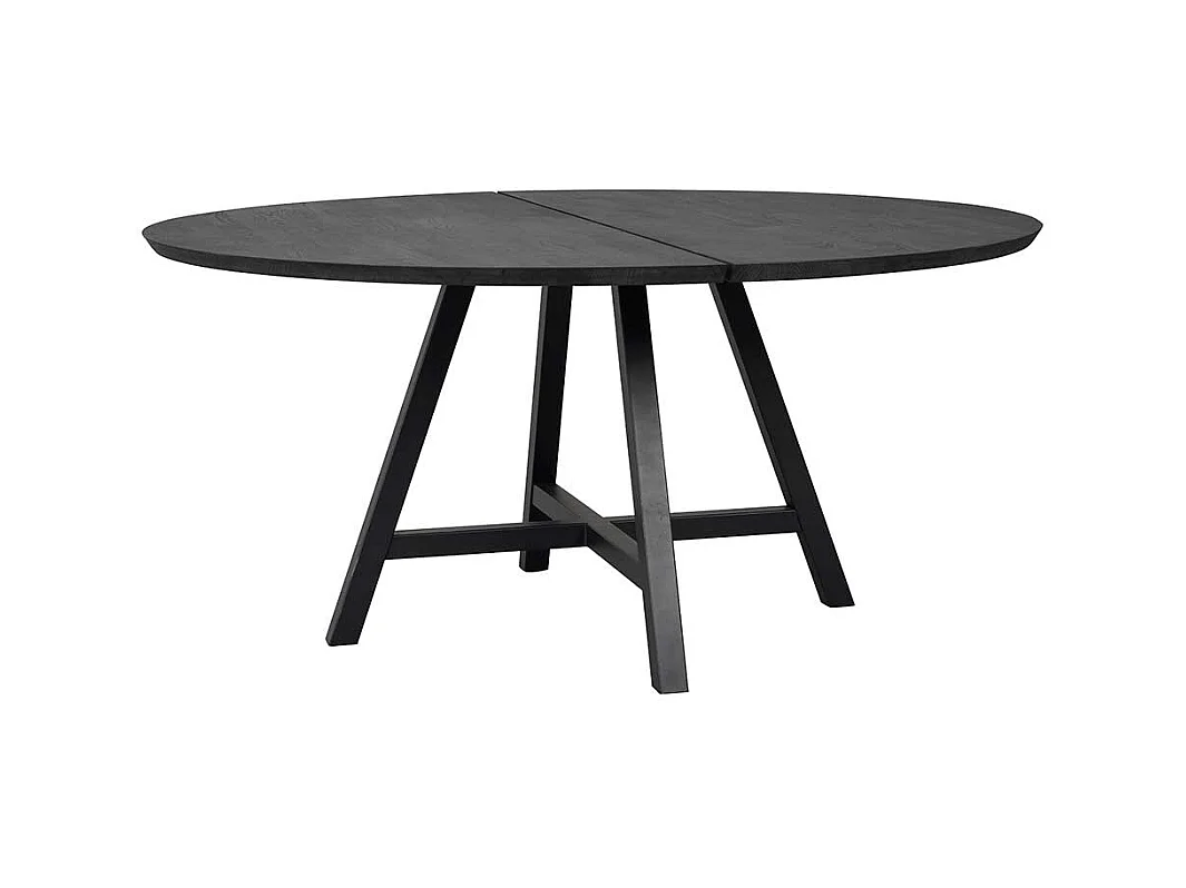 150 cm Durchmesser Tisch mit Massivholzplatte Metall Vierfußgestell