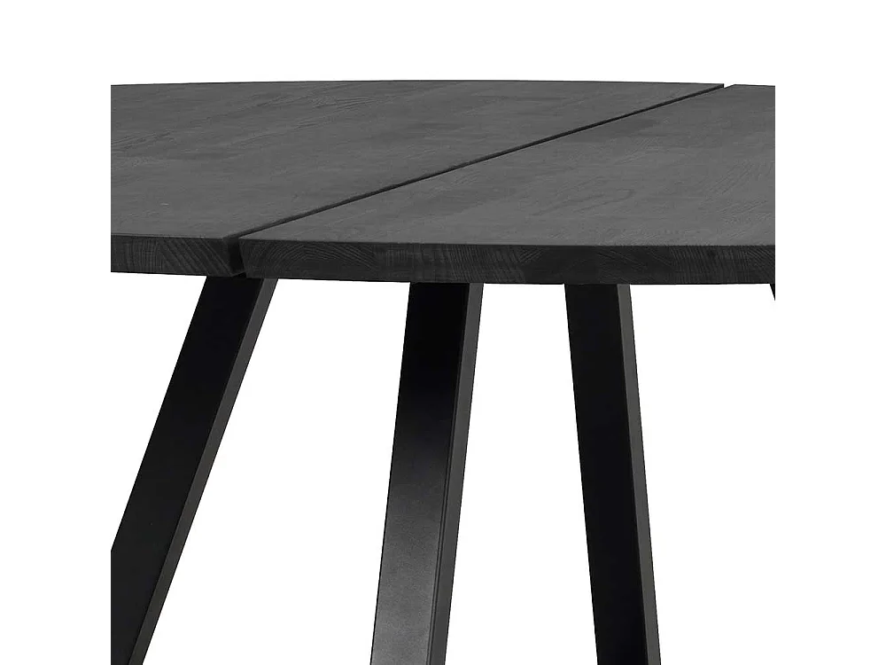 150 cm Durchmesser Tisch mit Massivholzplatte Metall Vierfußgestell