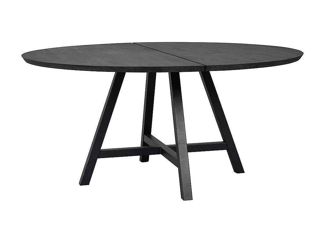 150 cm Durchmesser Tisch mit Massivholzplatte Metall Vierfußgestell