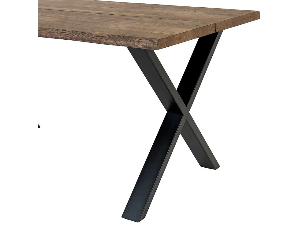 Esszimmertisch aus Eiche Massivholz und Stahl 140 cm breit