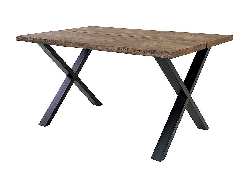 Esszimmertisch aus Eiche Massivholz und Stahl 140 cm breit