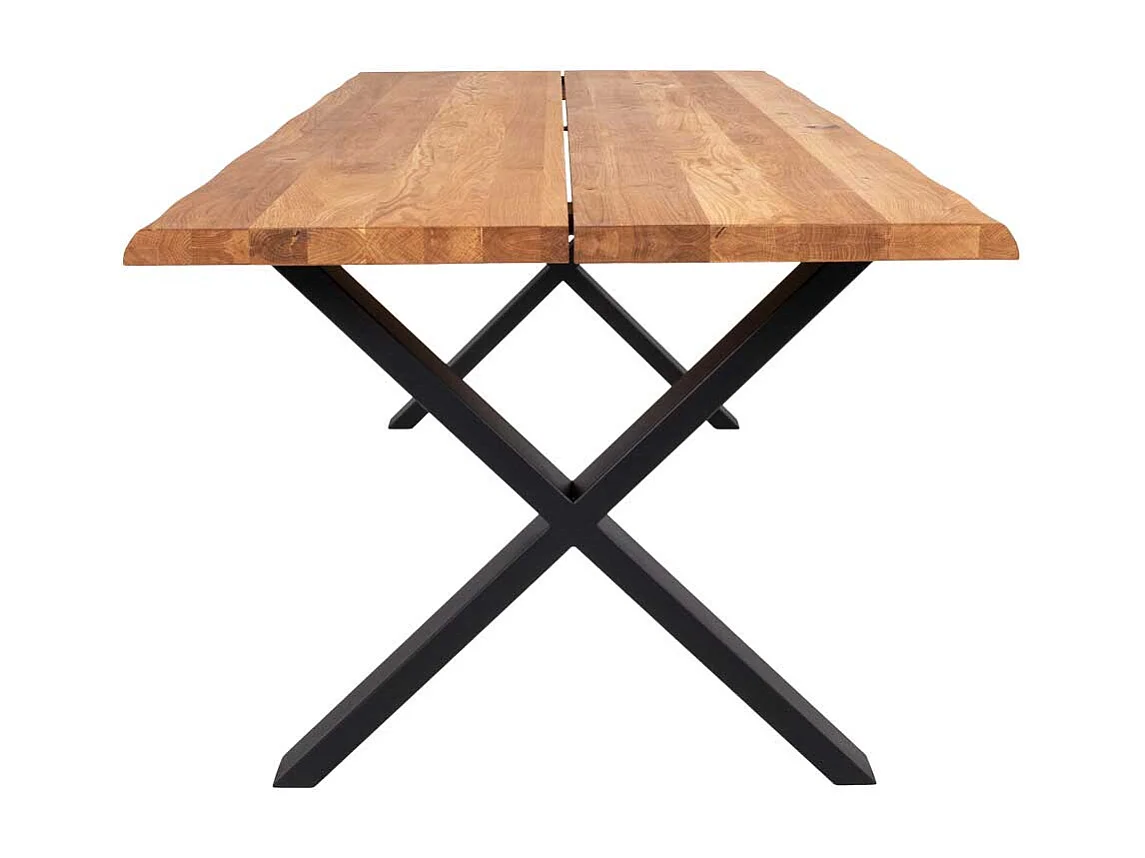 Esszimmertisch aus Eiche Massivholz und Stahl 200 cm breit