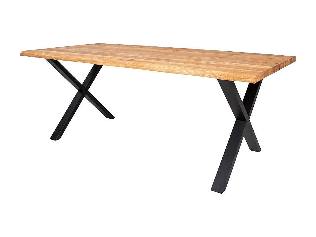 Esszimmertisch aus Eiche Massivholz und Stahl 200 cm breit