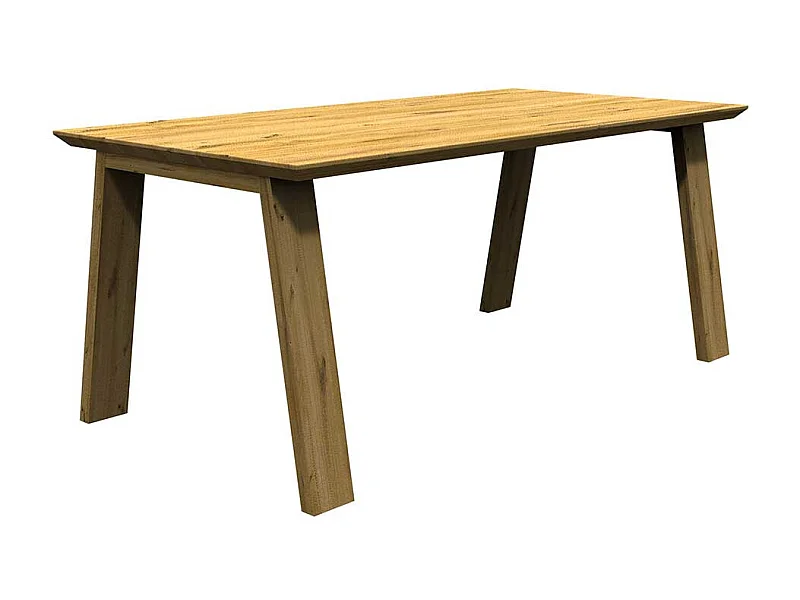 Massiver Eiche Esstisch mit Schweizer Kante Vierfußgestell