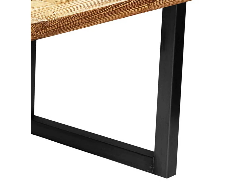 Design Esszimmertisch aus Teak Recyclingholz und Stahl 100 cm tief