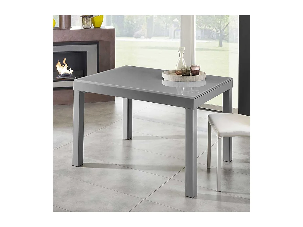 Ausziehtisch in Grau Glas