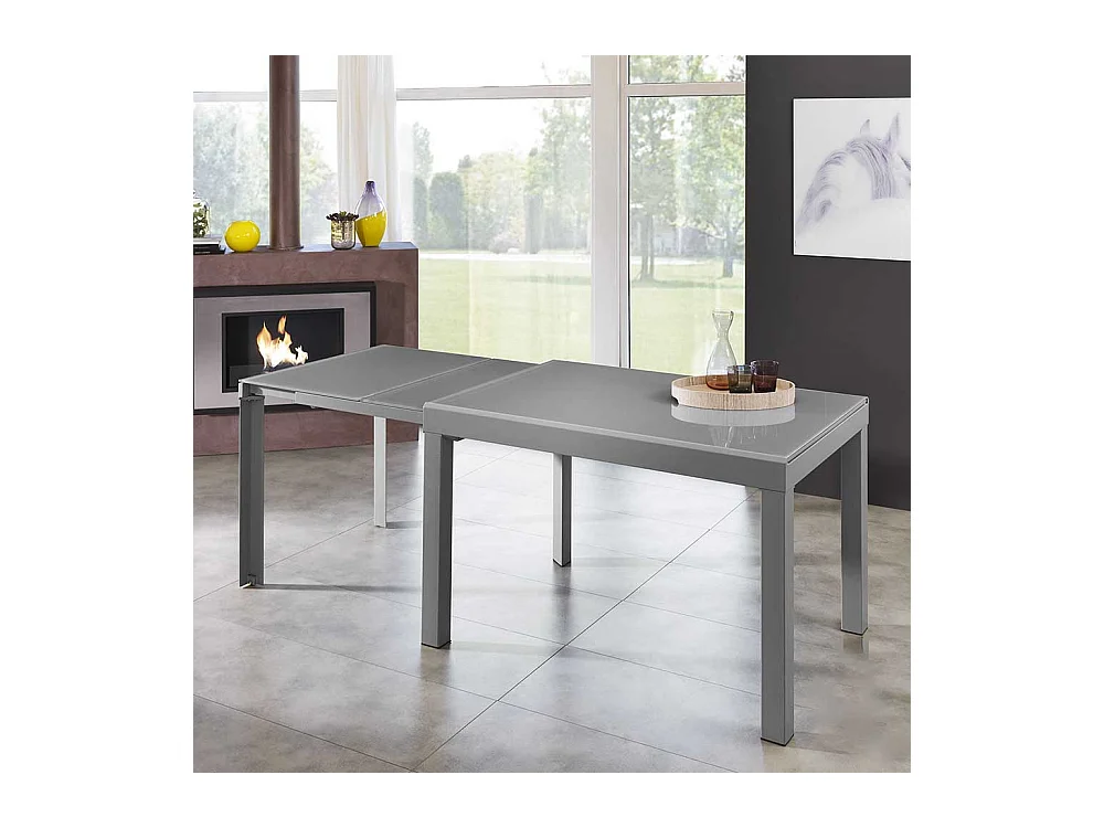 Ausziehtisch in Grau Glas