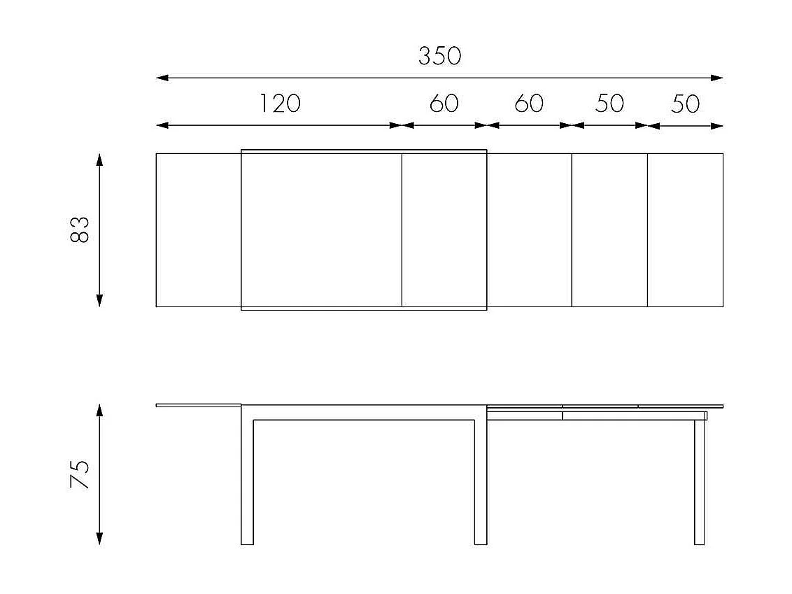 Ausziehtisch in Grau Glas