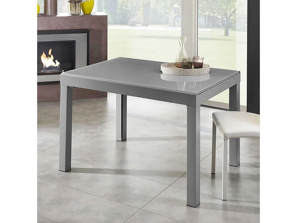 Ausziehtisch in Grau Glas