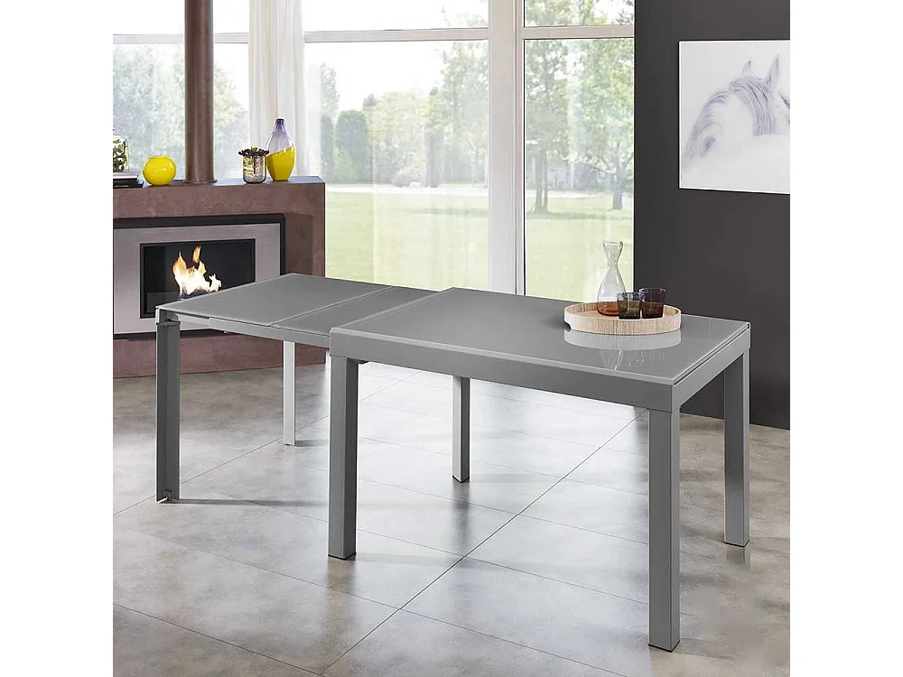 Ausziehtisch in Grau Glas