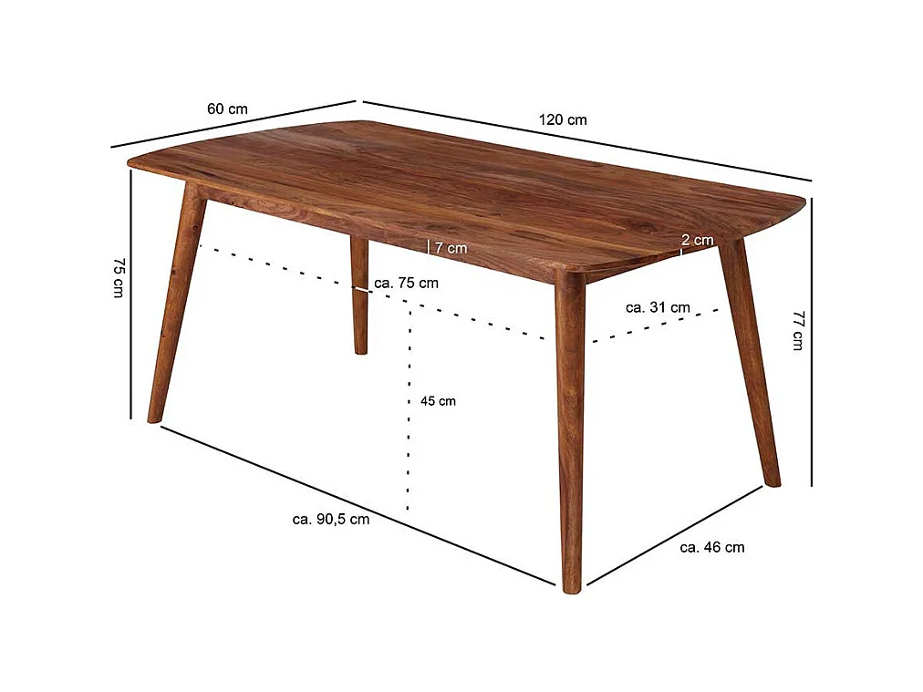 Esszimmertisch aus Sheesham Massivholz Retrostil