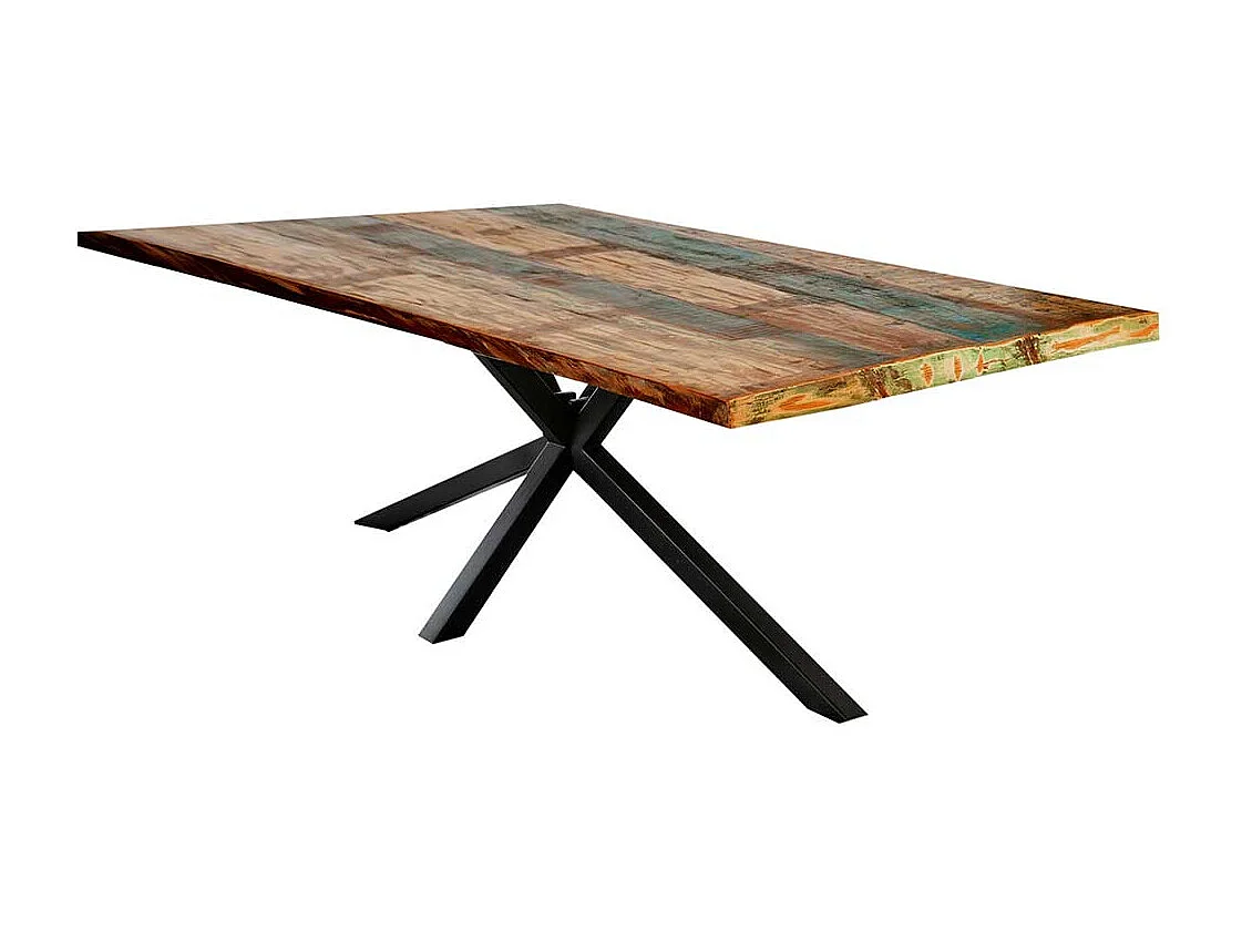 Recyclingholz Esstisch in Bunt und Schwarz Loft Style