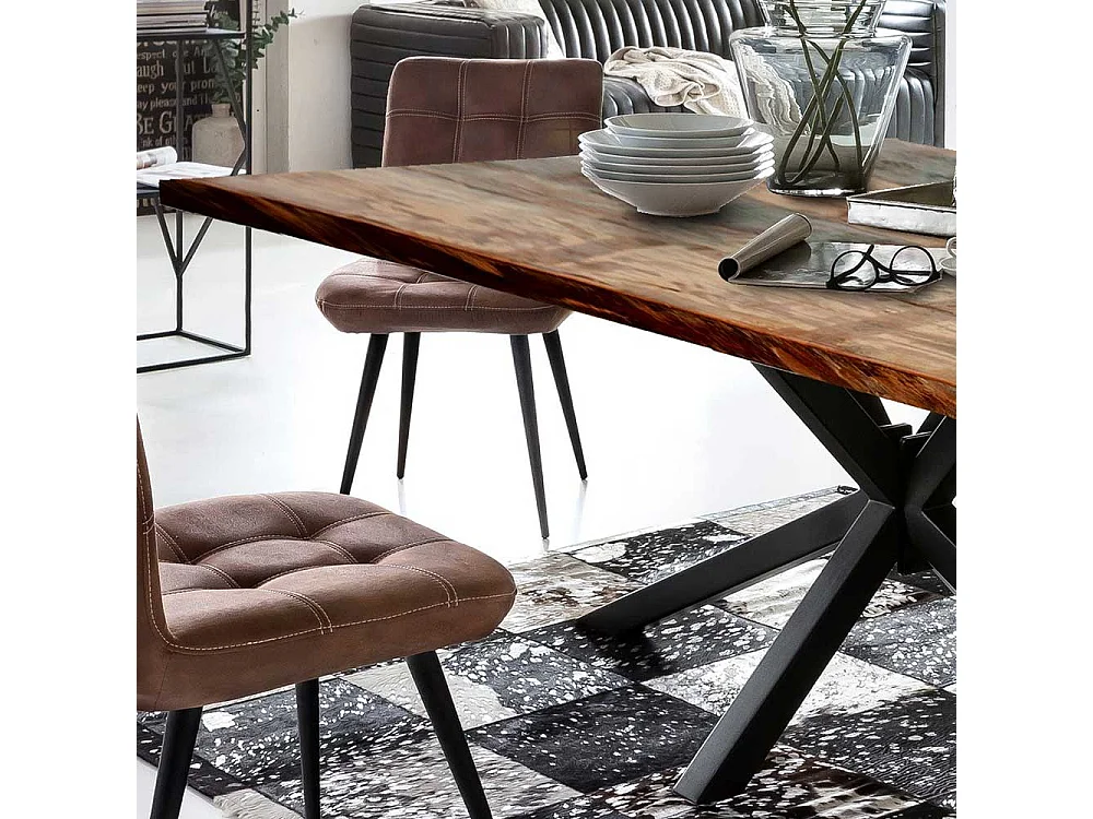 Recyclingholz Esstisch in Bunt und Schwarz Loft Style