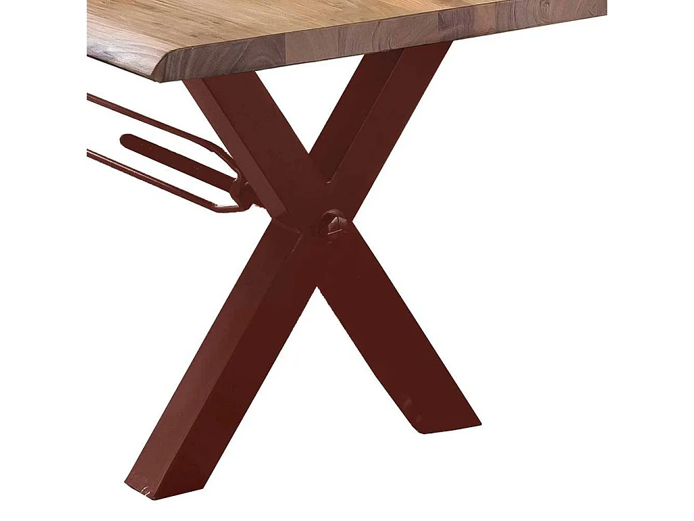 Tisch Massivholz Baumkante in Akaziefarben und Braun lackiert