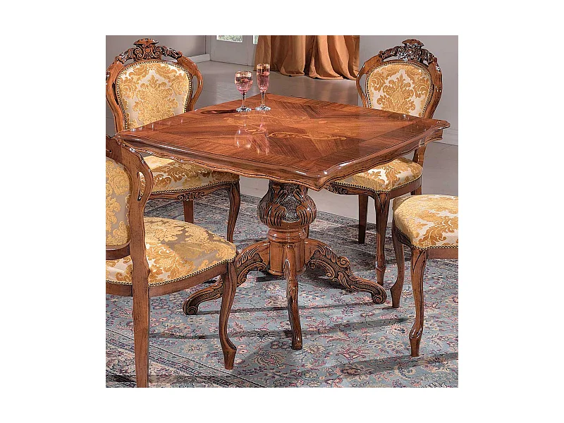 Barock Design Esszimmertisch Nussbaum furniert 95 cm breit