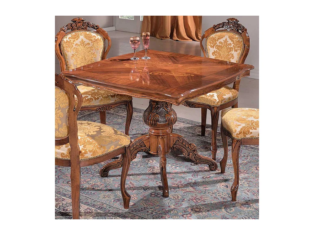 Barock Design Esszimmertisch Nussbaum furniert 95 cm breit