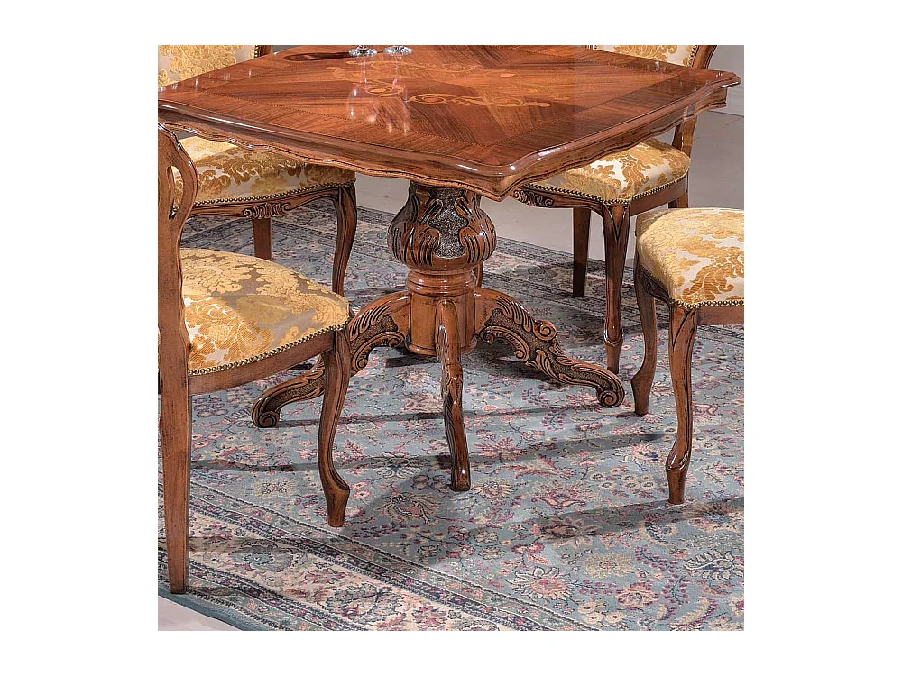 Barock Design Esszimmertisch Nussbaum furniert 95 cm breit