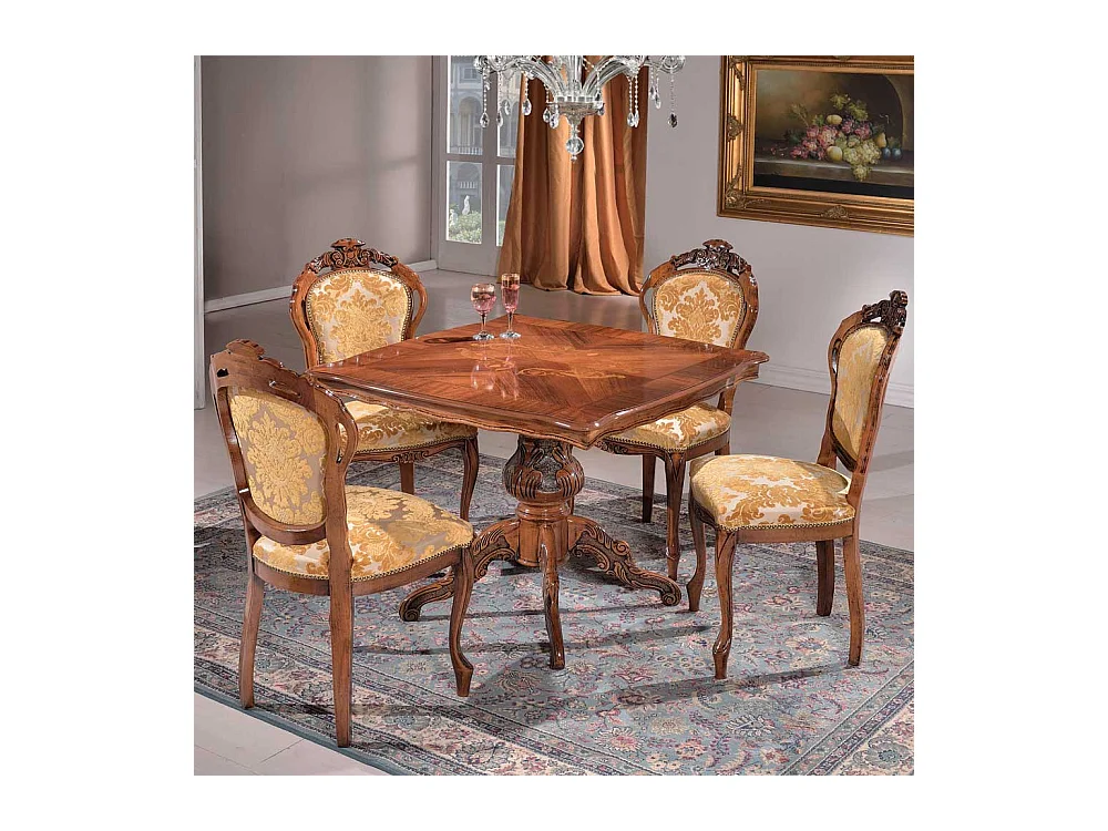 Barock Design Esszimmertisch Nussbaum furniert 95 cm breit