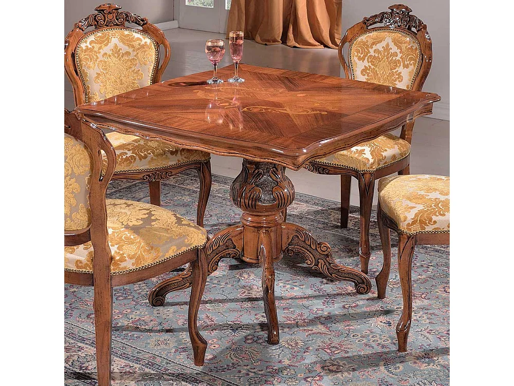 Barock Design Esszimmertisch Nussbaum furniert 95 cm breit