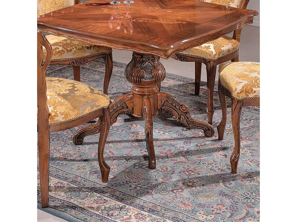 Barock Design Esszimmertisch Nussbaum furniert 95 cm breit