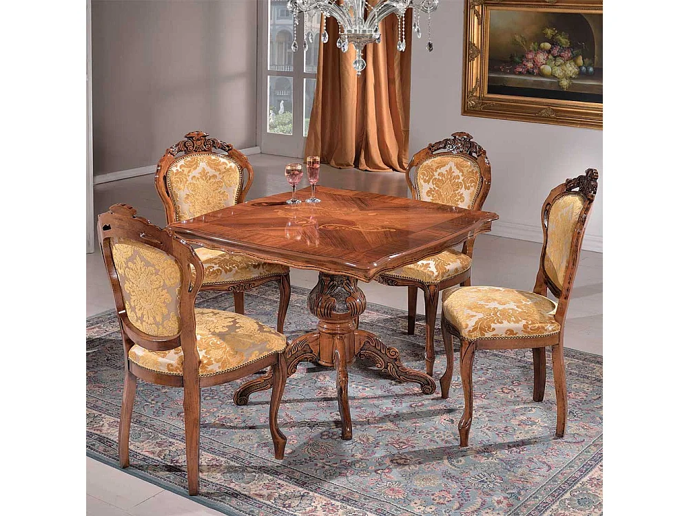 Barock Design Esszimmertisch Nussbaum furniert 95 cm breit