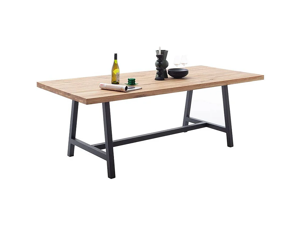 Esstisch Holztisch aus Balkeneiche Massivholz mit A Fußgestell