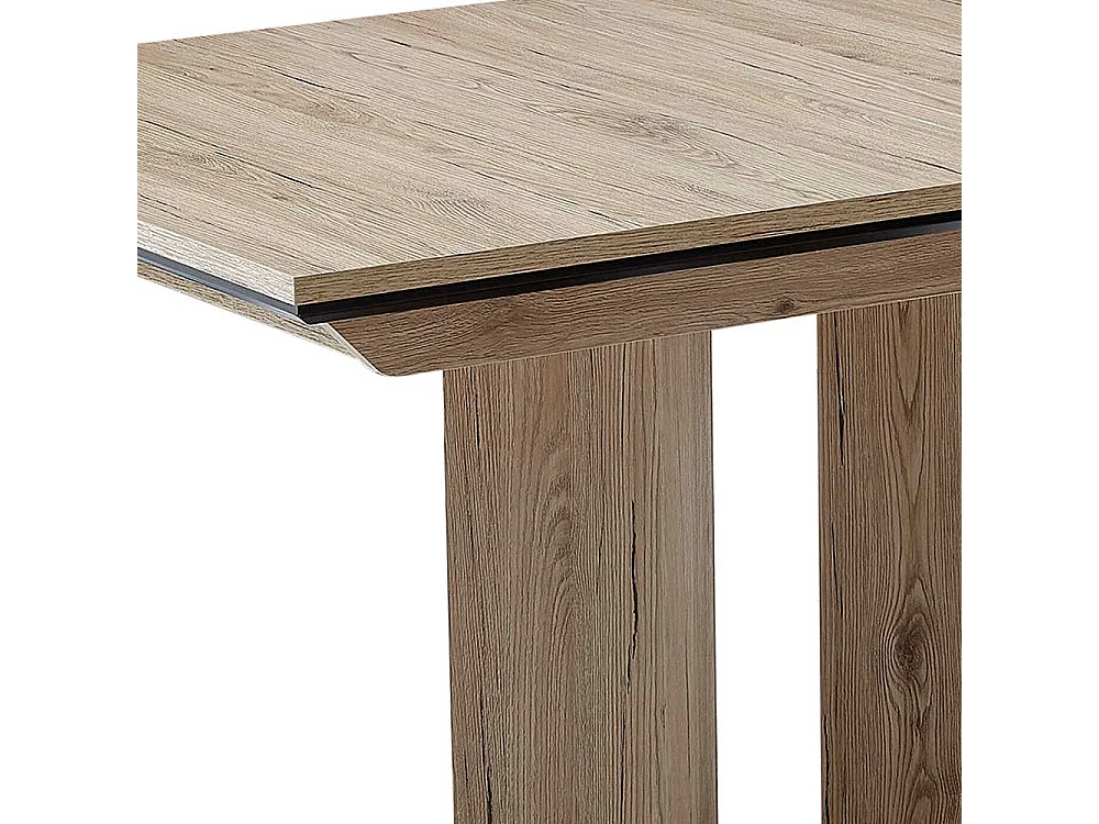 Esszimmertisch in Wildeichefarben & Schwarz Säulengestell