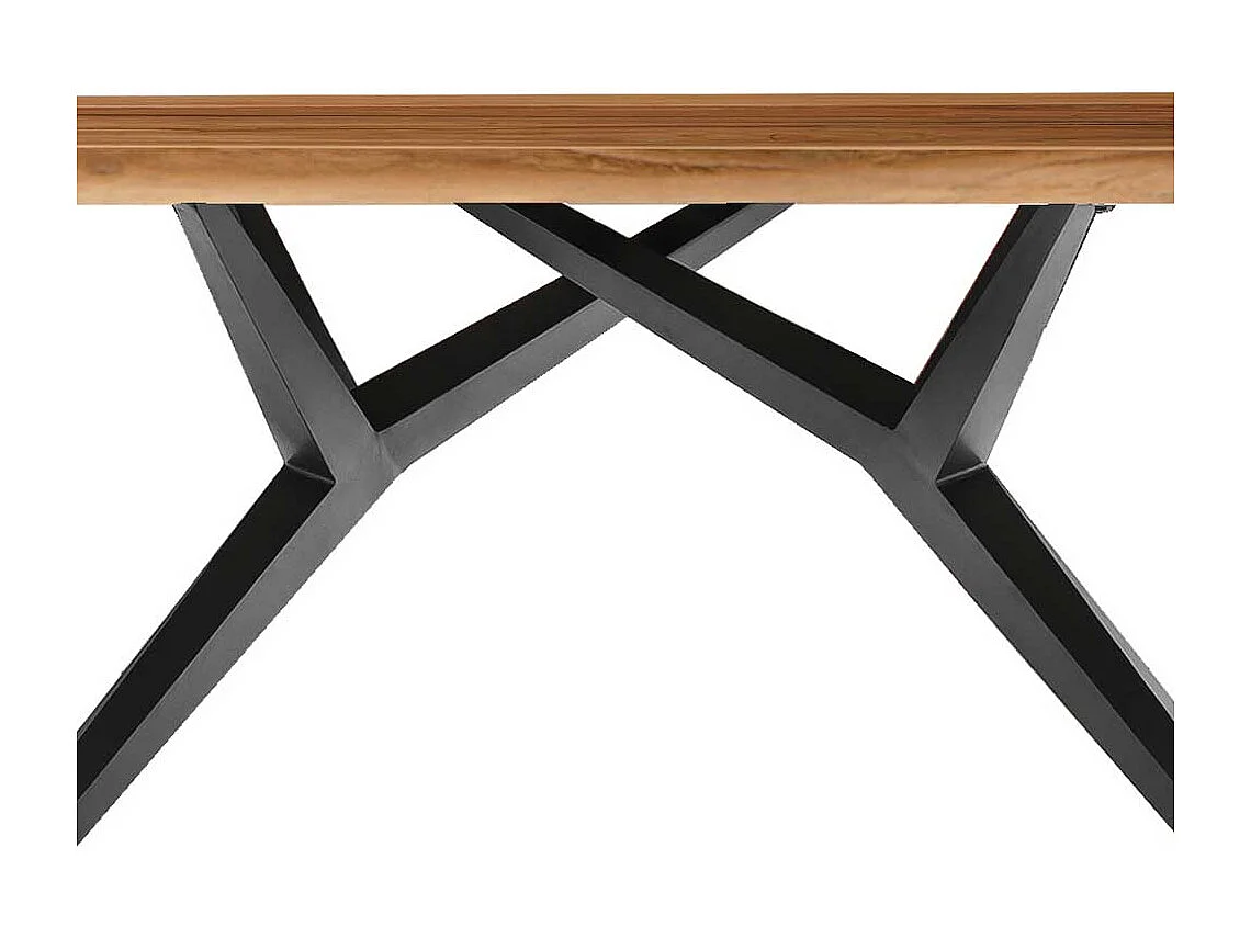 Esszimmer Tisch in Teakfarben und Schwarz Recyclingholz und Metall