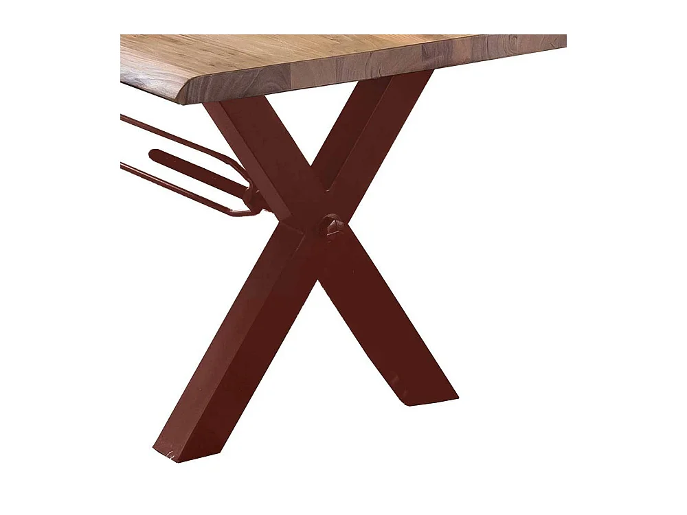 Tisch Massivholz Baumkante in Akaziefarben und Braun lackiert