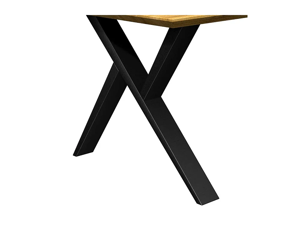 Holztisch mit Metallgestell aus Eiche und Metall Schweizer Kante