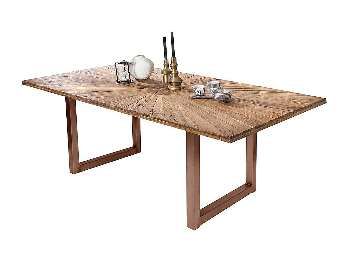 Designesstisch aus Teak Recyclingholz und Stahl Loft Style