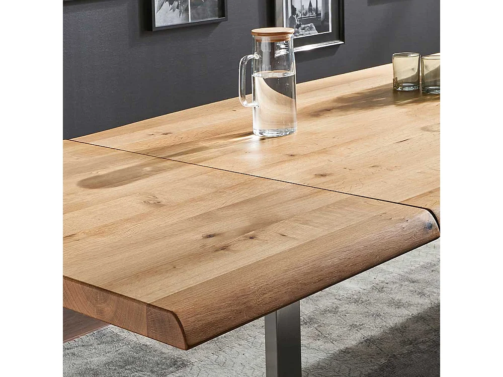 Esstisch aus Wildeiche Massivholz und Stahl Loft Design