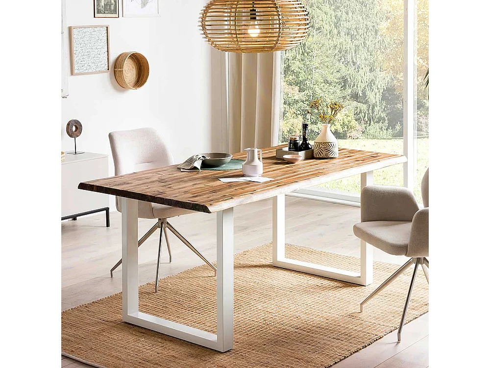 Bügelgestell Tisch mit natürlicher Baumkante Industrie und Loft Stil