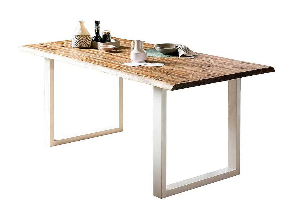 Bügelgestell Tisch mit natürlicher Baumkante Industrie und Loft Stil